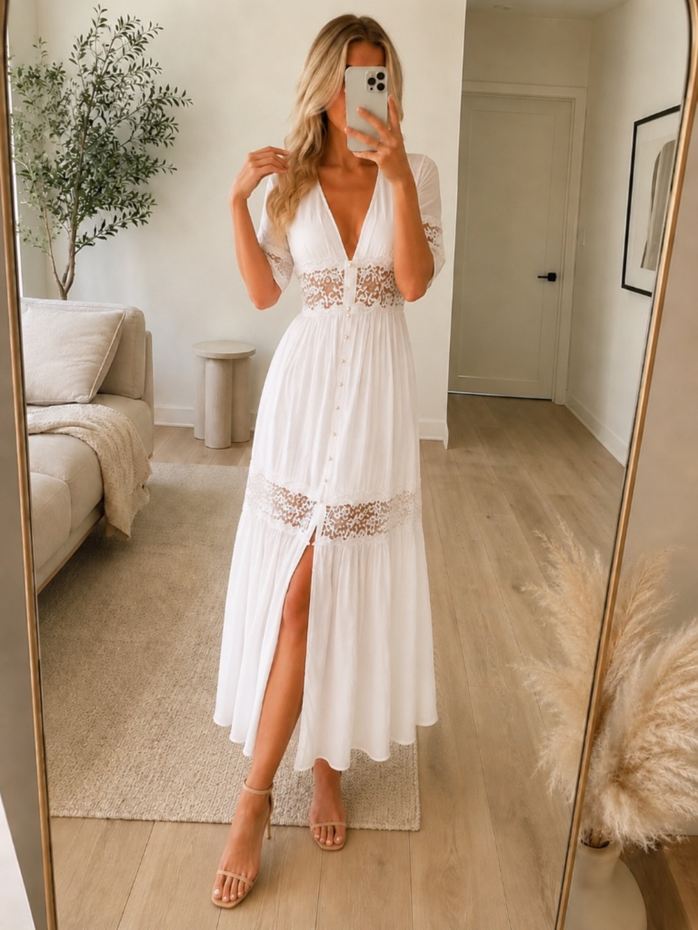 NWT White Button Front Maxi Dress Small